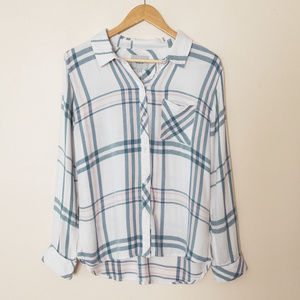 Rails White Plaid Button-Down Shirt with Blue and Pink Stripes